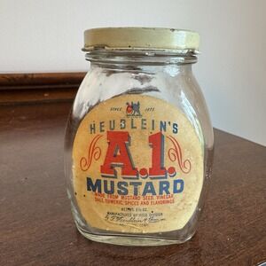 Vintage Heublein's Mustard Vintage A-1 Jar Advertisement 5.5oz. Anchor Hocking